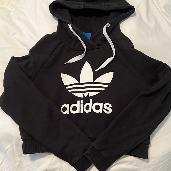 Black adidas crop hoodie sweater size small - Picture 1 of 3
